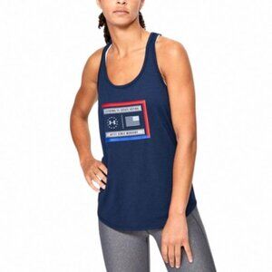 💖MEGA SALE💖🌸 Under Armour Womens Freedom Lock Up Tank 408 1352146 Blue Cotton